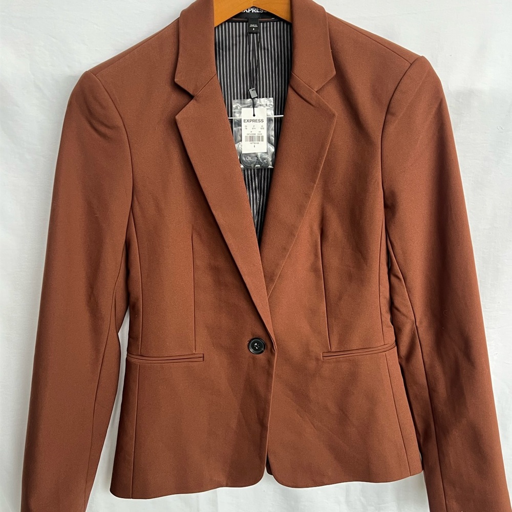 Express Women's Brown Studio Stretch Blazer Jacket